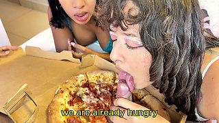 Girls Night with Two Horny Sluts Turns Into a Threesome with Pizza Dude