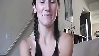 Brunette MILF Gives Sloppy Wet Blowjob with Dripping Saliva