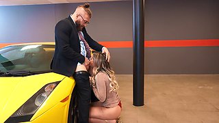 Dashing MILF throats the monster before she lets it lose down her muff