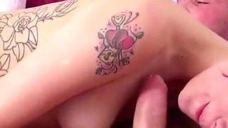 Tattoo skinny teen Alessa Savage is touched and made horny by her friend while she is resting