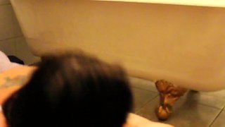 Chantelle Fox gives a nasty bj on the bathroom floor