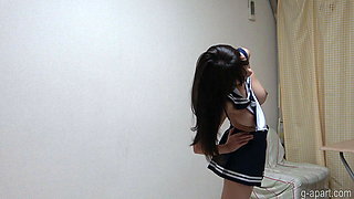 Petite Japanese girl shows Her Tits and then takes off her panties