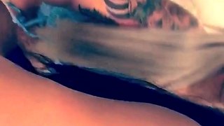 Horny busty blonde babe with big boobs