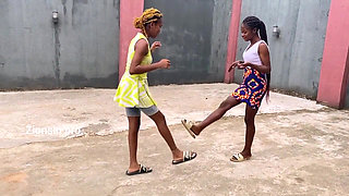 African Girls Playing Local Game Outdoor