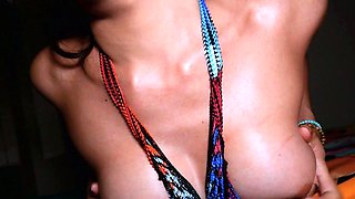 Big tits Asian shemale enjoys deep anal