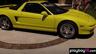 Bubble covered ebony mommy and GFs worked