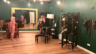 Latex Dommes Stretch Bound Slave's Ass Wide Open