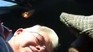 Blowjob in the Car with a Young Stud and an Older Gentleman