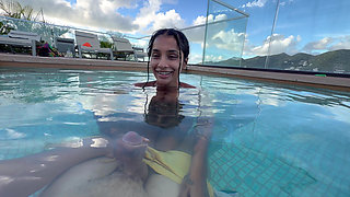 Busty India Gives an Amazing Blowjob in the Hotel Pool to Everyone's Glass- Yasmina Khan