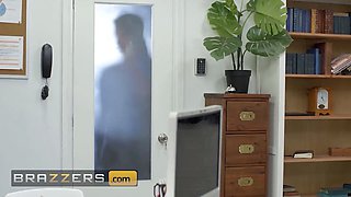 Angel Wicky takes her employee's huge cock deep in her throat & pussy, then slides it in her hungry pussy