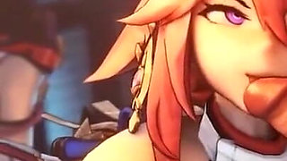 Yae Miko Worship's Your Cock and Kisses It Teasing You Genshin Impact 60 Fps HD