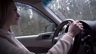 Gorgeous Hot Blonde Real Sex Into Car In Forest