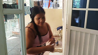 This Maid Came in Shorts, Teasing. There Was No Way, and I Ended up Masturbating Until I Came on Her Big Ass.