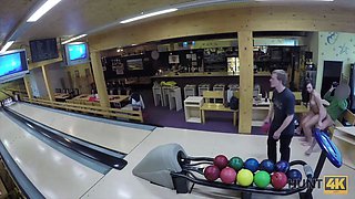 HUNT4K. Guy penetrates attractive beauty while cuckold plays bowling