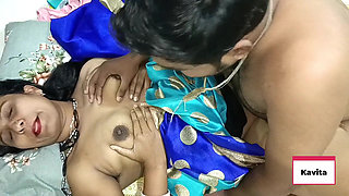 Desi Indian Marathi Kavita Fuck Real  Homemade Fuck With Desi Tatya In Saree , ass licking , pussy licking , hot kissing sex