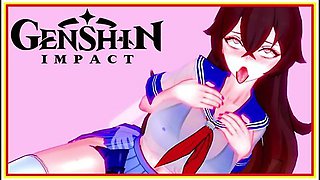 Genshin Impact - Amber Receives In School Uniform