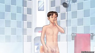 Busty Indian Stepmom Handjob in Shower - Creampie Sex with Step Son