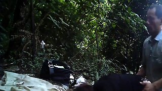 Outdoor handjob on beach with cumshot