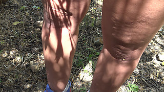 American cuckold wife gets massive cumshot on her hairy pussy in French nudist resort