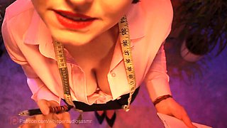 Flirty Big Tits Stylists Close-Up ASMR Measure Session