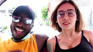 Busty Thai MILF picked up for a dirty interracial threesome