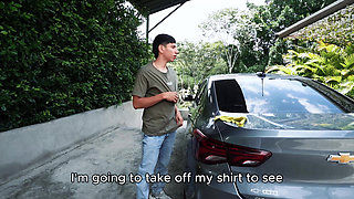 I FUCK MY BOSS AFTER WASHING HER CAR