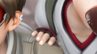 Tracer & Kiriko - Big Black Cock Sloppy Blowjob & Cowgirl 3D Animation
