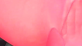 No Panty in Red Pantyhose