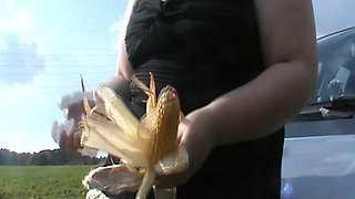Corncub on the Car Jerking off