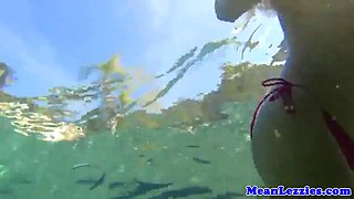 Lezdom insane dykes tribbing in outdoor pool