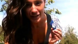 Amateur teen fucked outdoors