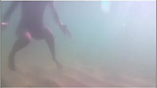 Underwater Nudist Strip Tease And Masturbating At Public Beach