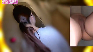 Fragile Heiress Heat as the Natural Rich Beauty Offers Warm Mouth Support Inside a Risky Temporary Booth