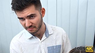 Loan4k. kinky wife is exhausted of her fool husband and screwed a loan boss right in front of him