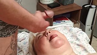 Neighbor MILF Surprise Mouthful of Cum - Homemade Jerk Off & Swallow