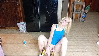 Hot Blonde 18 Year Old Babe Fucking Rc Car with Dildo