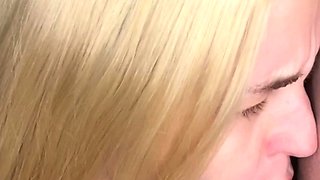 Sexy blonde teen blowjob and gangbanged then creampied