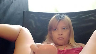 Blonde with her playing