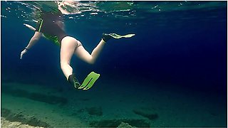 No Panties Underwater At Public Beach # Butt Plug On N Panties Off