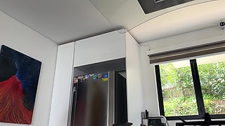 Young Maid in Blue Leggings Lets Her Boss Touch Her Good