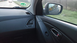 Mature Woman in Nylon Stockings Teases Taxi Driver in the Morning on the Way to the Office