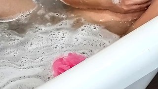 Glamour babe with big boobs masturbates in lingerie