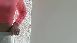 Desperation Pee on the Glass Door - Huge Pissing