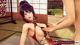 3D Hentai Hot Anime Girl Motoko in Japanese Room - Big Tits Massage, Moaning Pussy Licking in Piledriver Position, Dildo Squirt
