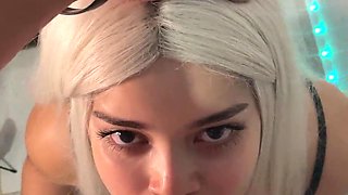 The Sensation Witch: she gulps and drains the thick manstick with a inviting sight.