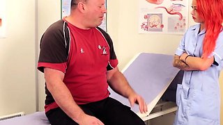 Young and horny redhead seduces old man to fuck