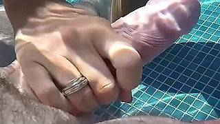 Hot MILF with Buttplug in the Pool, Fucked, Big Cumshot