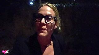 Submissive Blonde Analslut in Handcuffs Publicly Humiliated!!