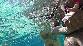 Hot Lesbian Interracial Fun in the Pool