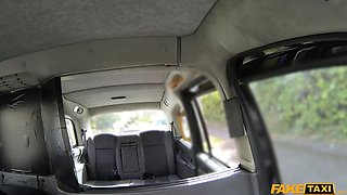 Fake cab - gigantic Big Tits and a wonderful unshaved latina vulva